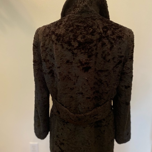 Gallery Womens Coat M Black Faux Persian Lamb Large Notch Collar - Picture 8 of 15